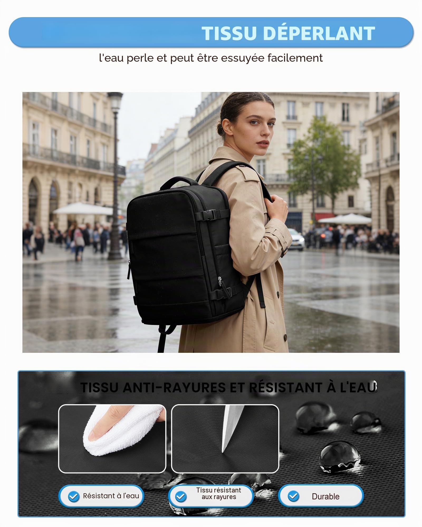 BJLFS Sac à dos Sous Vide Avec Pompe Ryanair Wizzair 40×30×20 Femme | Bagage Cabine Ryanair Sous Vide Bagage À Main Easyjet Sac à Dos Compression Voyage Sac pour Ordinateur Portable 16 Pouce