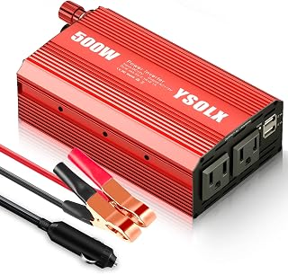 YSOLX 500W Power Inverter 12V to 110V Car Inverter, Dual 2.1A USB & 2 AC Outlets, 1000W Peak for Camping, Road Trips
