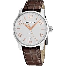 Montblanc Timewalker Automatic White Dial Brown Leather Mens Watch 110340