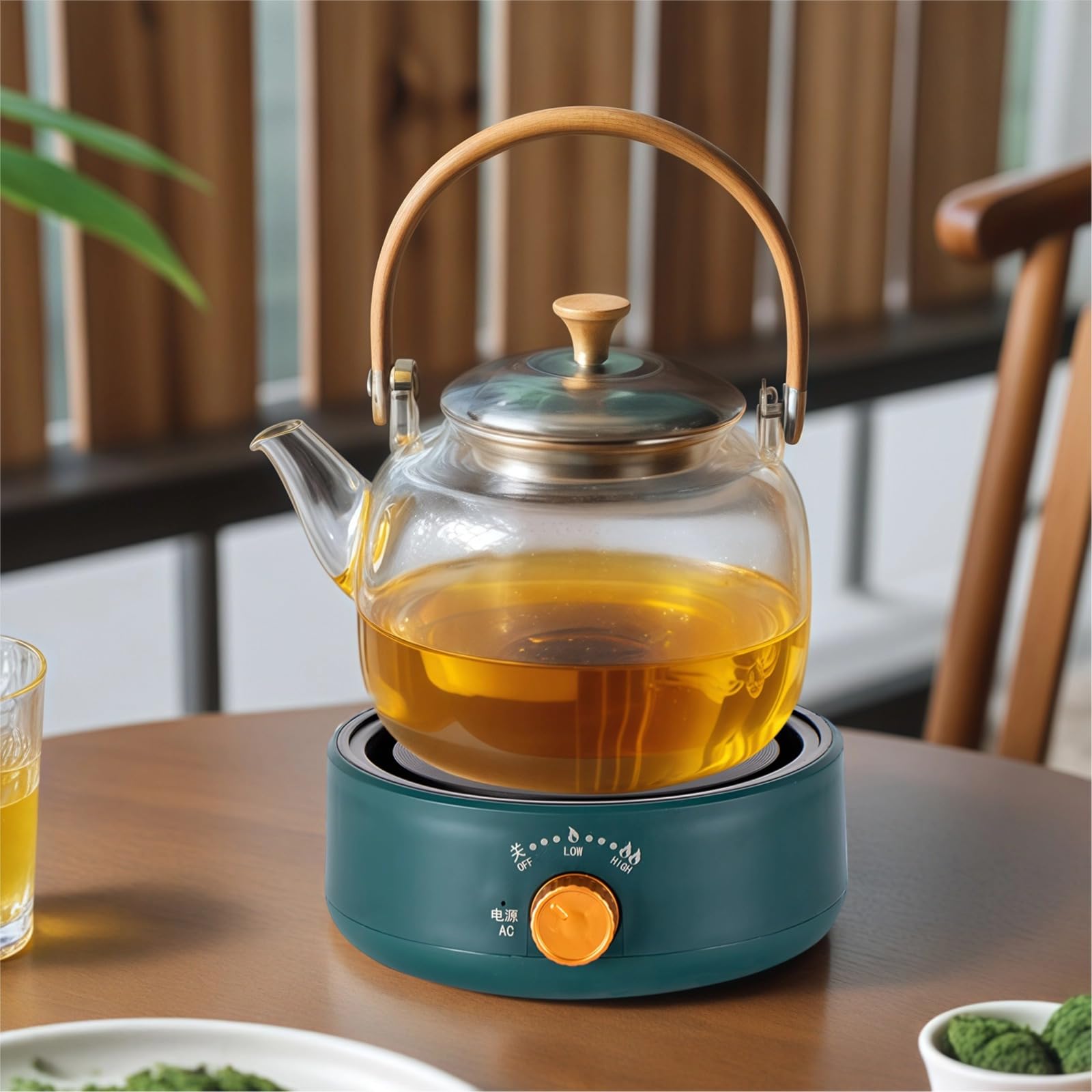 Multifunctional Electric Mini Stove, 500W 110V Countertop Heater for Kettles, Green, Compact Design,