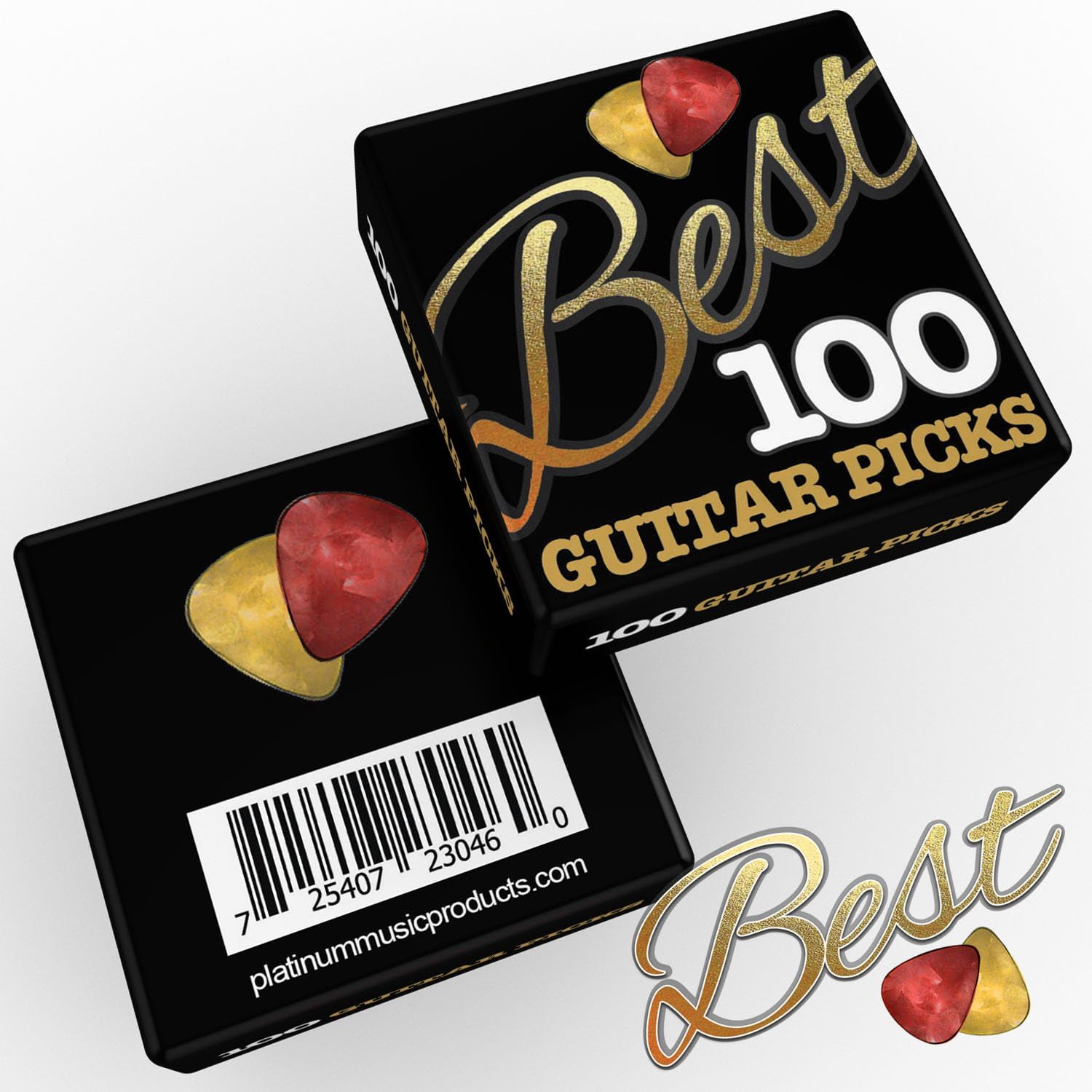Best Guitar Picks (HUGE 100 VALUE PACK) Unique Designs in Assorted Colors & Celluloid Finish- 3 Different Sizes Light/Thin, Medium, & Heavy/Thick - Awesome for Acoustic, Bass, or Electric Guitars