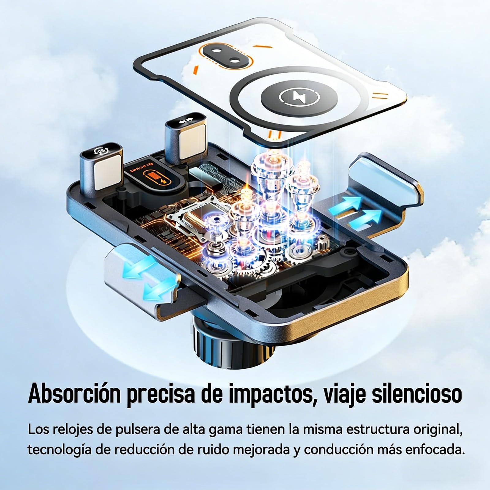 Nuevo Soporte de Carga Rápida Inalámbrica para Coche 2026, Rotación Motorizada de 90°, Sujeción Automática, 15 W, Compatible con Múltiples Potencias de Salida (Negro)