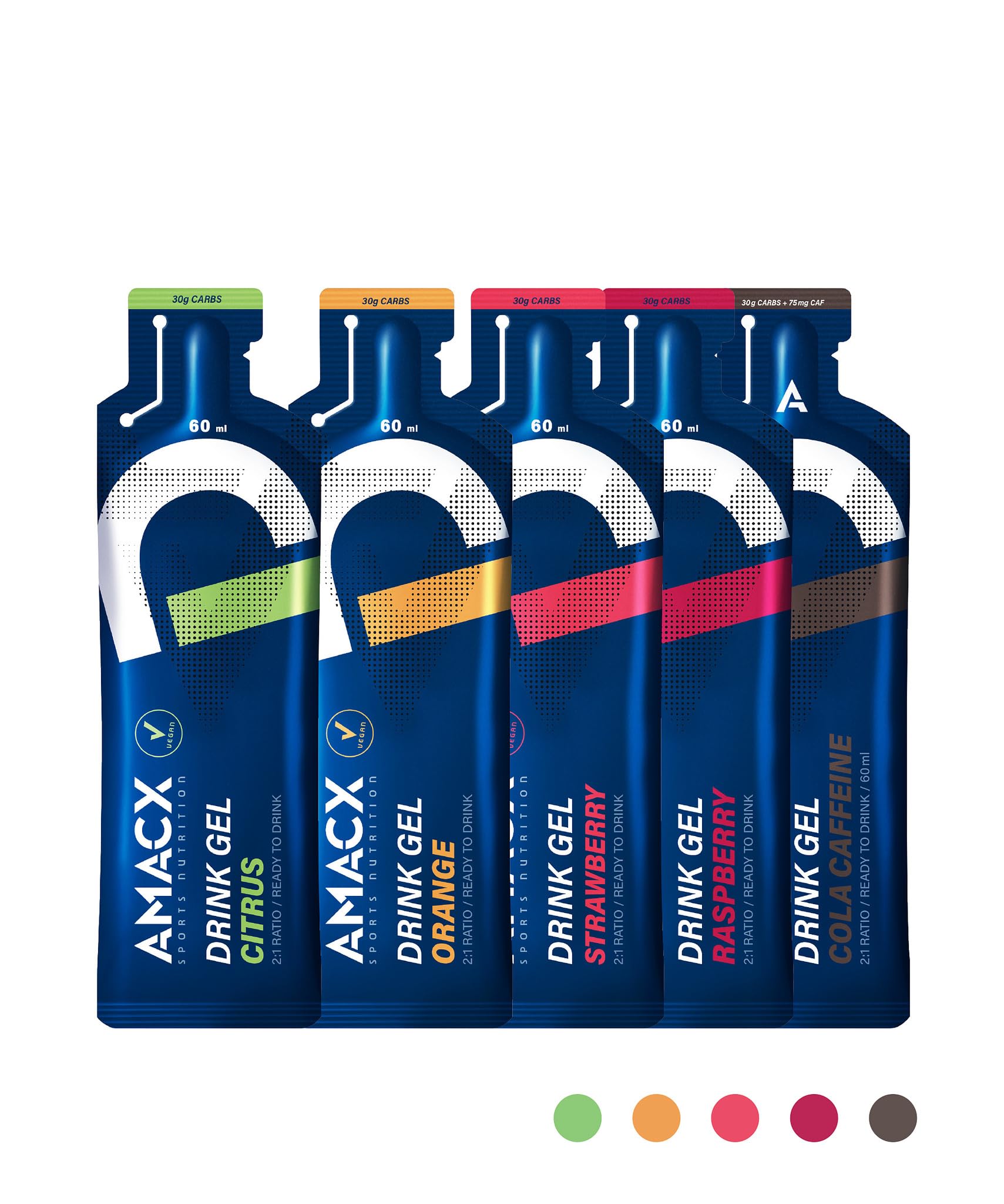 AMACX Energy Gel – Gel Energetique Velo et Course a Pied – Paquet de 12 – Gel sportif avec maltodextrine et Electrolyte – 30g de Glucides et 200mg de Sodium – Framboise