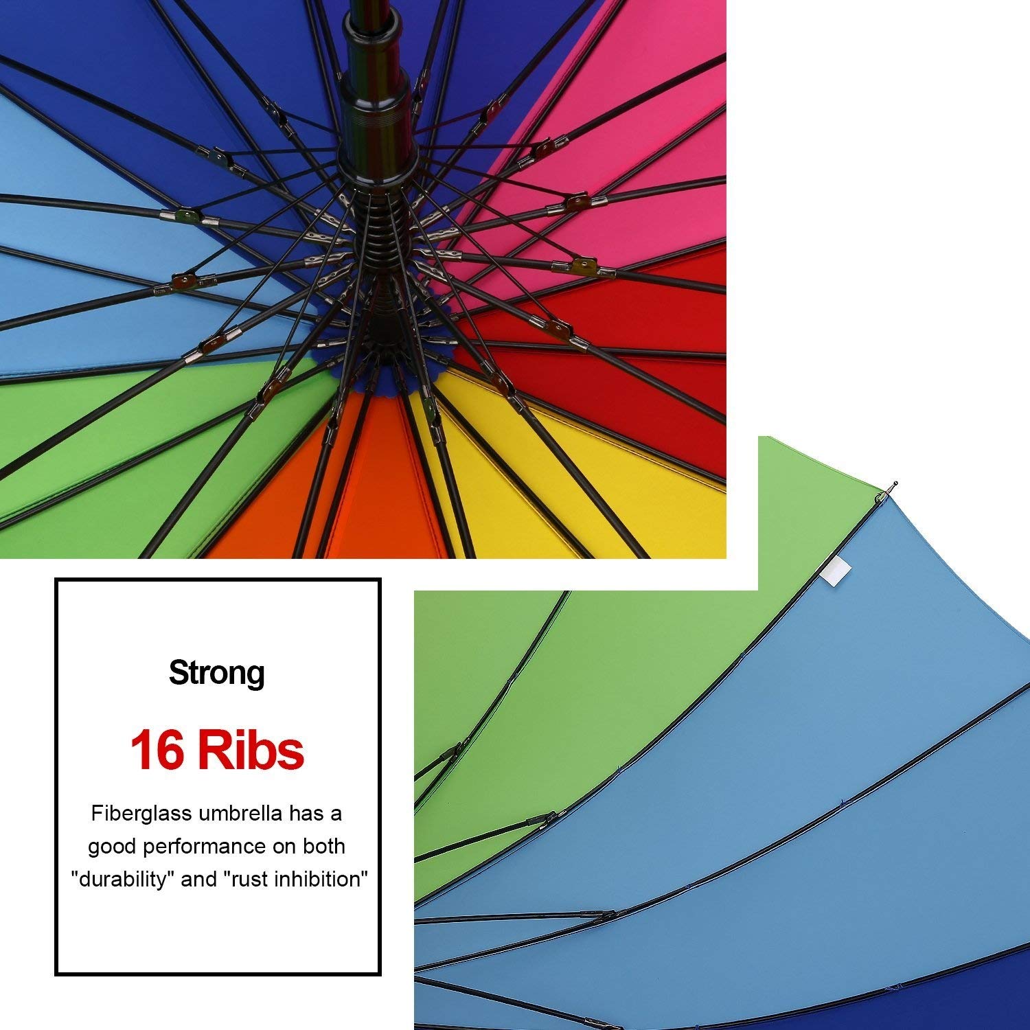 Paraguas arco iris, paraguas grande, compacto, resistente al viento, apertura automática, paraguas arcoíris de 16 K para niños, niñas, mujeres y hombres