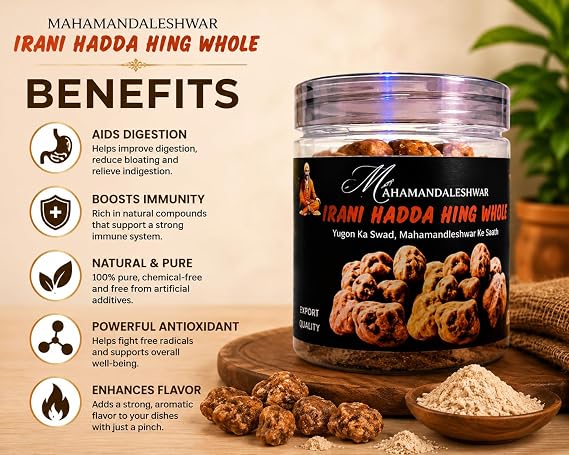 Irani Hadda Hing Whole 200g x 2 Mahamandaleshwar Premium Asafoetida Resin | Strong Natural Aroma & Traditional Flavor | Pure Handpicked Indian Hing for Dal, Curry, Sabzi & Tadka (400g Combo Pack)