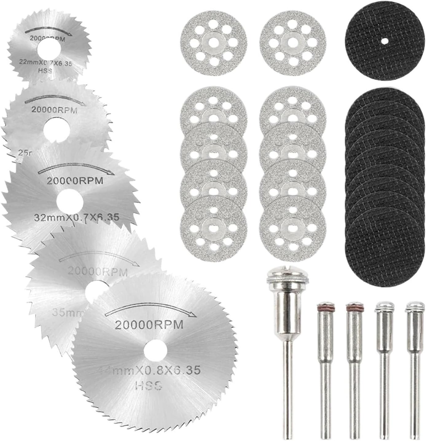32/31Pcs Mini Circular Saw Blade Metal Cutting Disc Rotary Tools Compatible for Dremel Accessories Wood Carving Disc Sanding Grinding Wheel(30pcs)