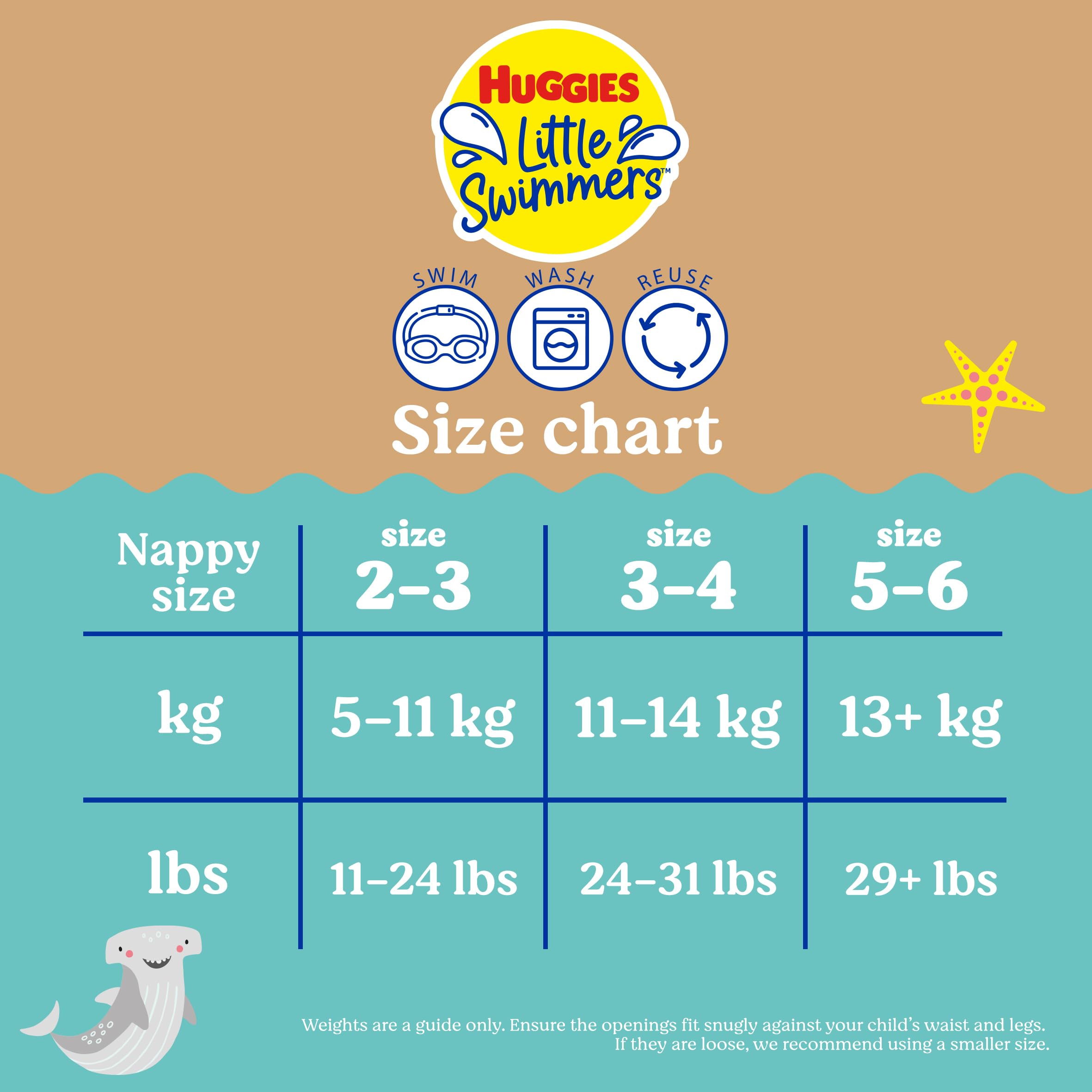 Huggies Little Swimmers Pañal Bañador Reusable Talla 5-6 Bajo del Mar P1