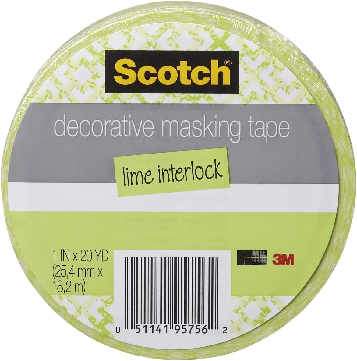 Scotch Decorative Masking tape Lime interlock