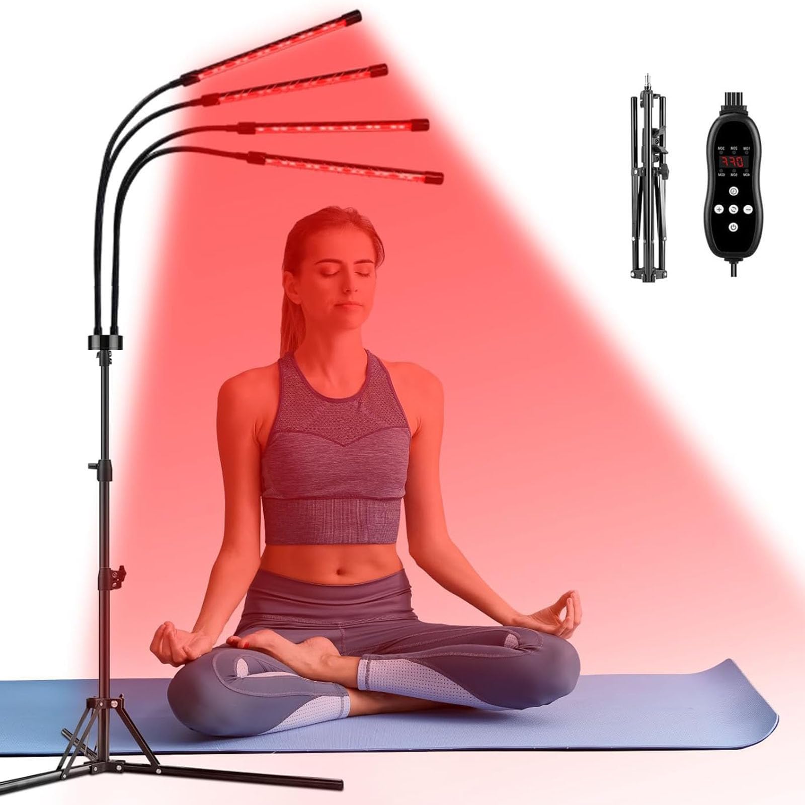 Lampadaire à lumière rouge avec télécommande, 420 LED, col de cygne réglable, idéal pour le salon, la chambre ou le bureau