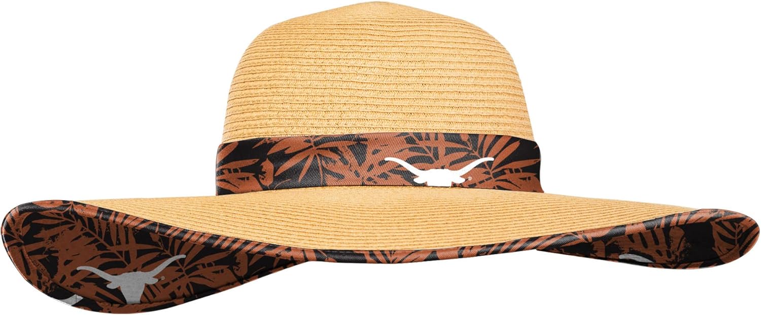 FOCO NCAA Womens NCAA College Ladies Team Logo Floral Straw Sun Hat