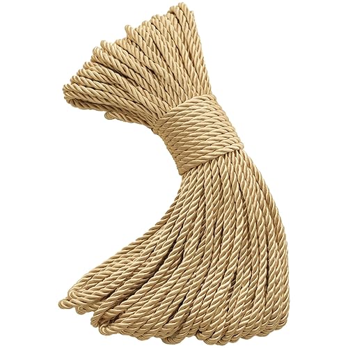 3-Ply Twisted Polyester Decorative Rope, 5mm (0.2in) Soft Silky Craft