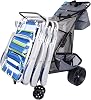 Ultimate Buggy Beach Cart with Big Wheels for Sand, Wide Wheel Wagon with Insulated Cooler Bag, Body Board and Umbrella Holder, 100 lbs Capacity