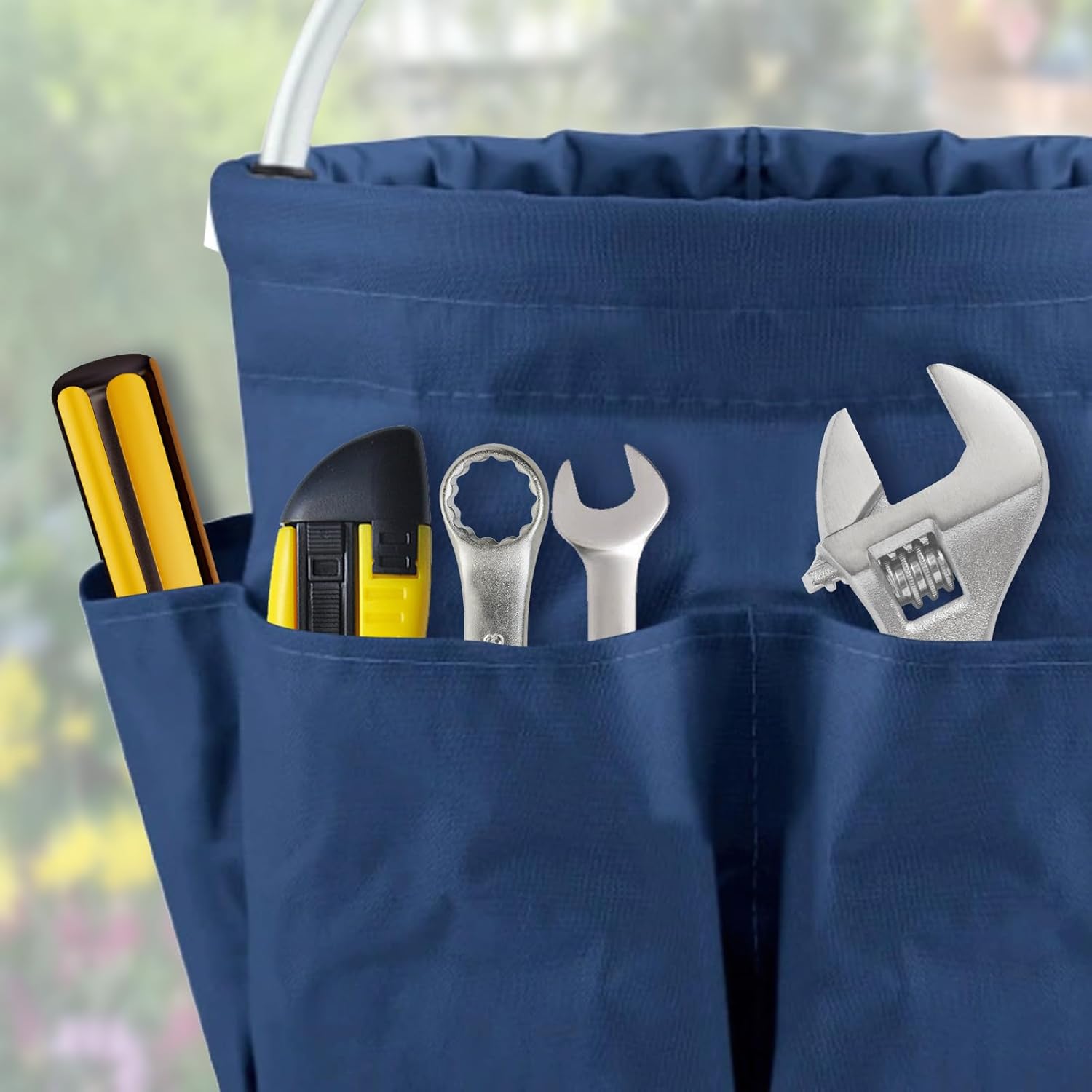 Garden Tool Bag with Pockets, 17L Large Waterproof Oxford Gardening Tote, Non-Slip Rubber Grip Handles, Durable Organizer for Garden Supplies (Blue)
