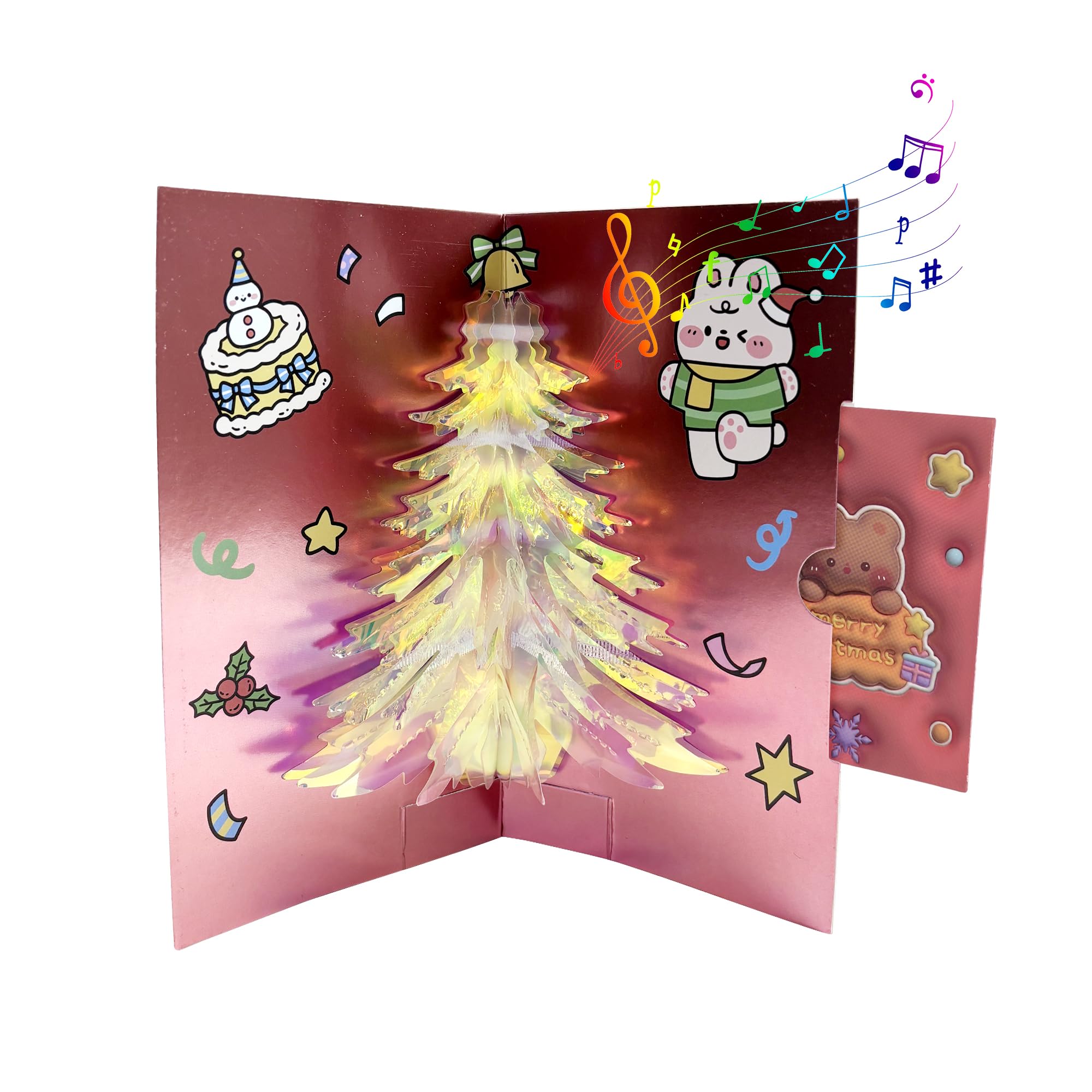 Pop Up Christmas Cards with Music, Christmas Tree Design, Handmade 3D ...