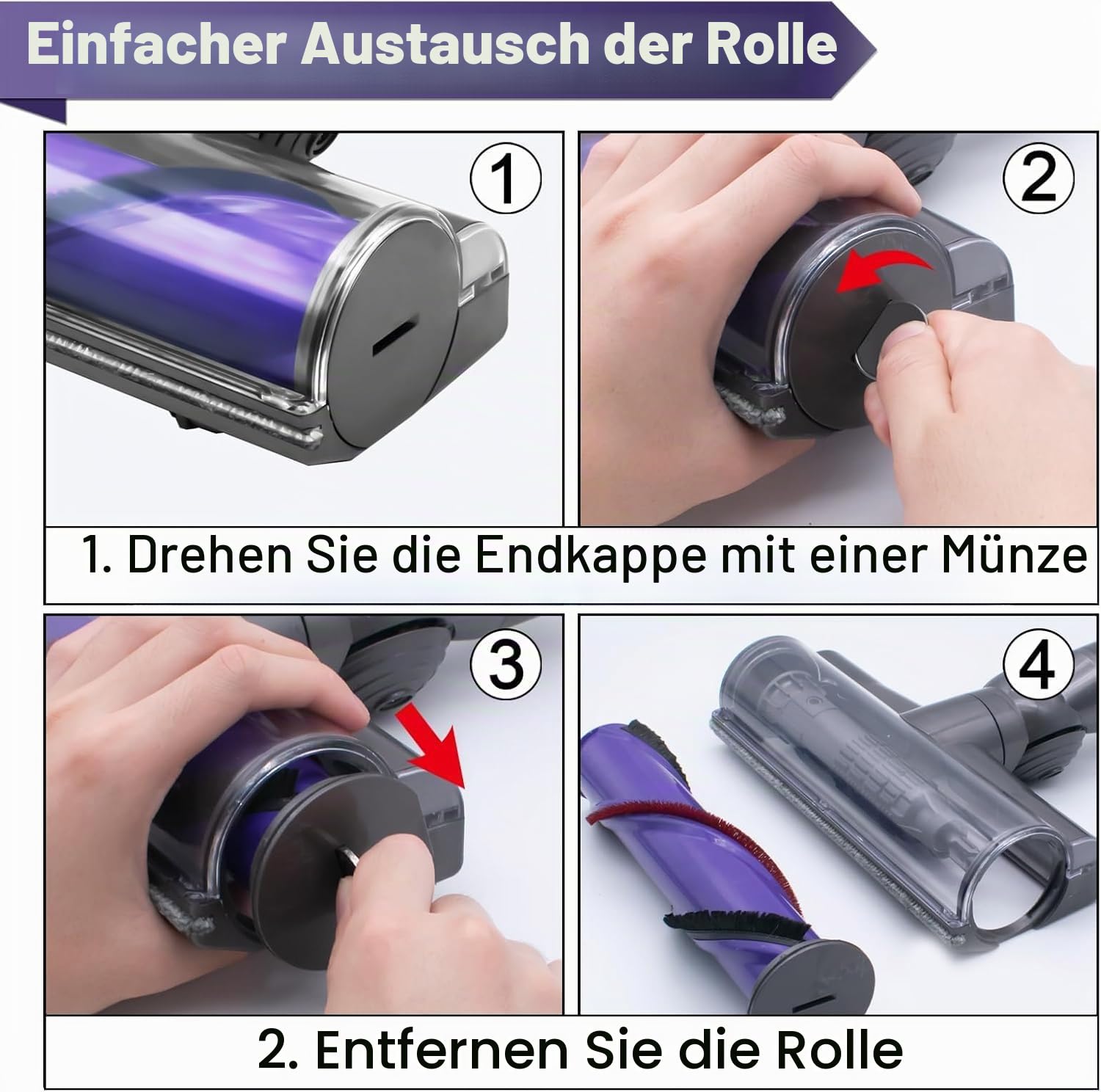 Bürste Kompatibel mit Dyson V7 V8 V10 V11 V15 Staubsauger, Ersatzteile Bürstenkopf mit Direktantrieb, Bodenbürste, Zubehör für Turbobürste mit Schnellspanner für Hartboden und Teppiche