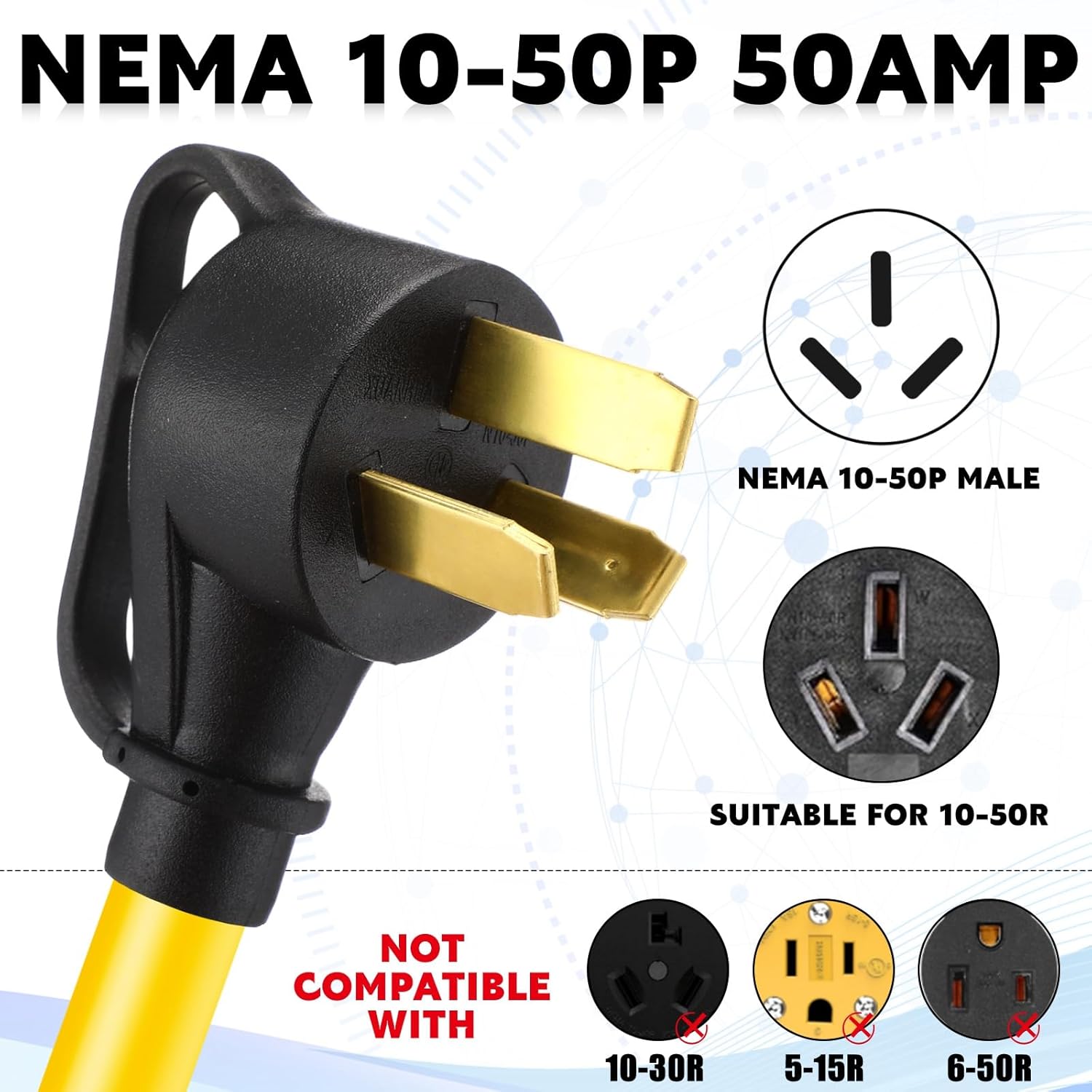 220 to 110 Adapter Compatible with NEMA 10-50P to 4X 5-20R/15R with 20 Amp Circuit Breaker, 220/250V Electrical Stove/Range/Oven Male Plug Gas 110/125V Power Convert Adapter(1.8 ft)