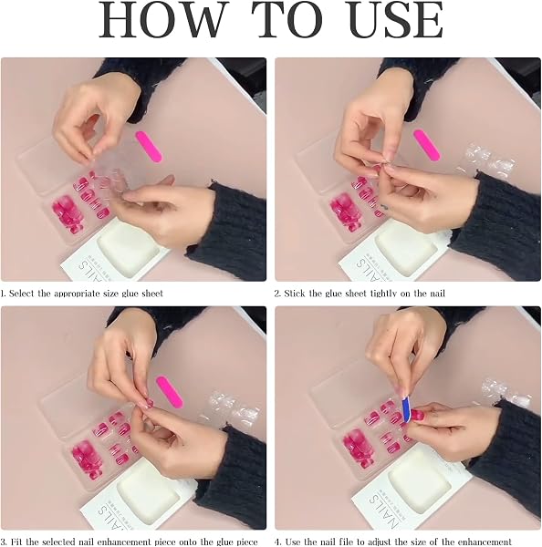 24pcs French Tip False Nails Short, Glitter Gold Edge Stick on Nails Nude Pink Press on Nail Removable Glue on Acrylic Full Cover Fake Nail Art Accessories for Women Girls - 5