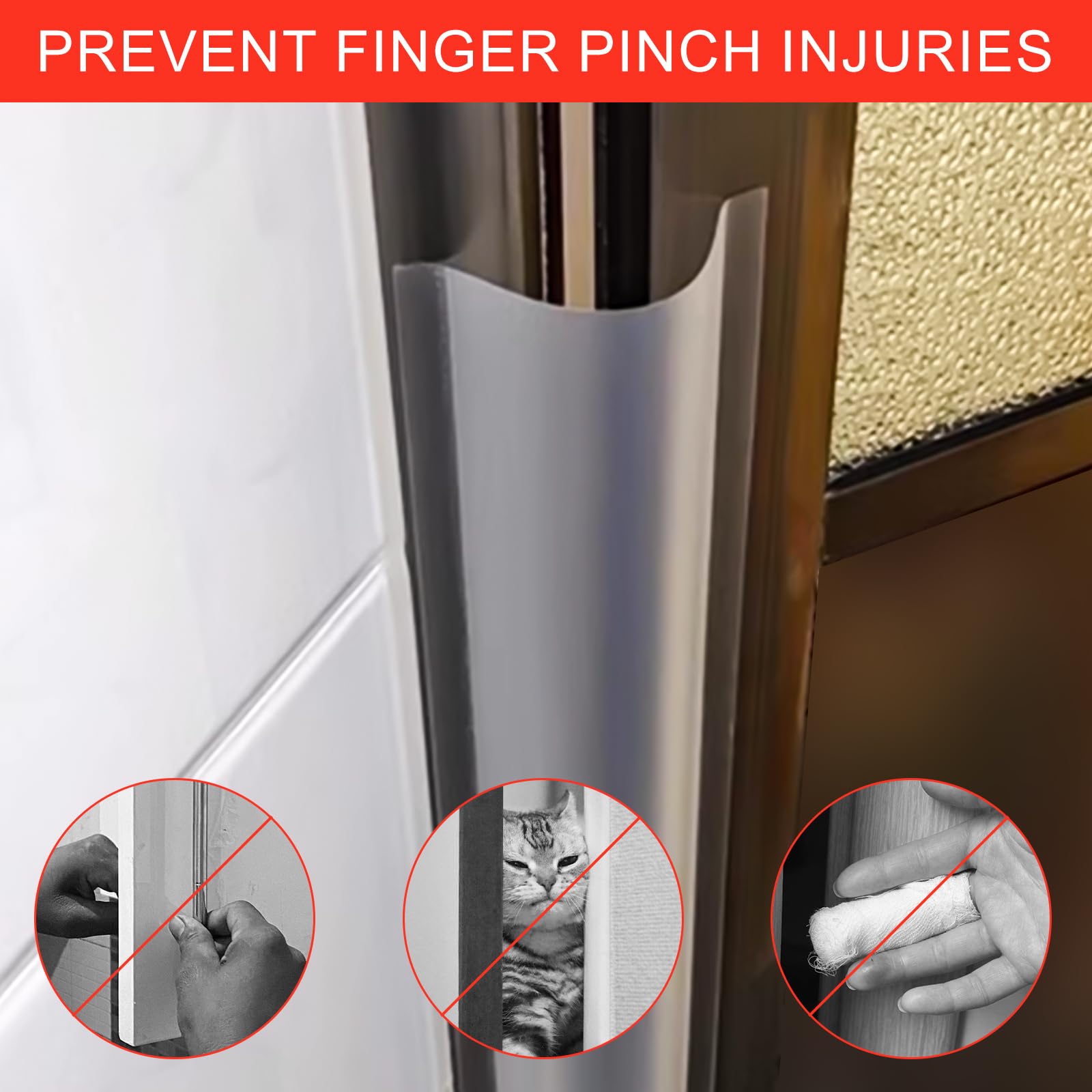 Lot de 4 protections anti-pincement de doigts pour enfants - 17 x 120 cm - Protection anti-pincement de porte - En plastique - Protection anti-pincement des doigts - Pour maternelle, salle de classe