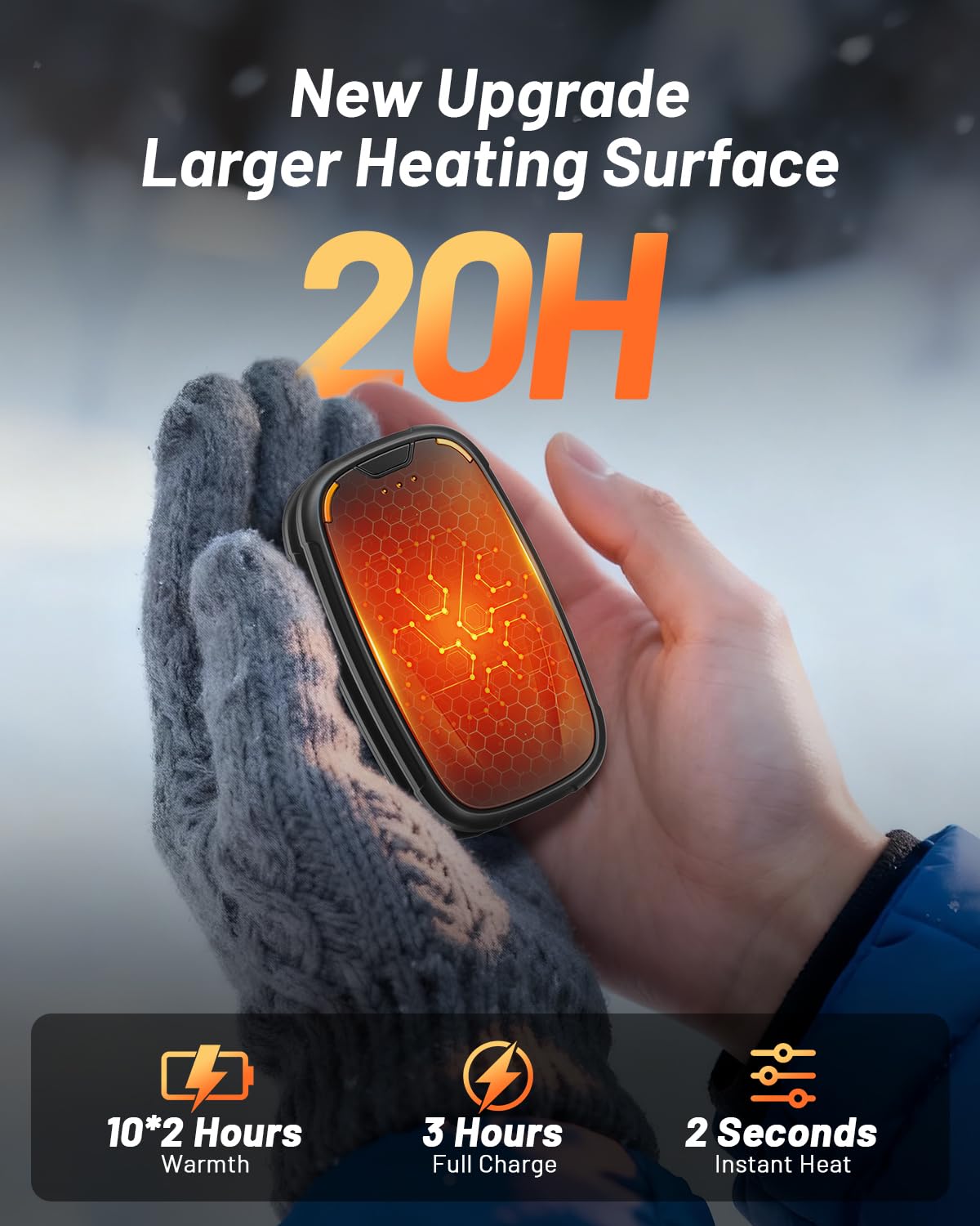 Scaldamani ricaricabili, confezione da 2, scaldamani ricaricabili da 4000 mAh, scaldamani elettrici portatili, riutilizzabili, regalo di Natale invernale per le attività ricreative all'aperto