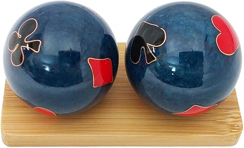 Top Chi Bolas de baoding de póquer con soporte de bambú. Bolas chinas de salud para terapia de manos, ejercicio y alivio del estrés