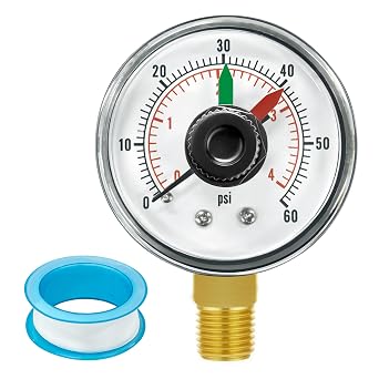ECX271261 Pool Pressure Gauge with PTFE Sealant Tape Replacement for Select Hayward Filter & Multiport Valve PRO/HCF/Perflex Series Sand Filter Models Boxed Pool Pump Pressure Gauge Replacement