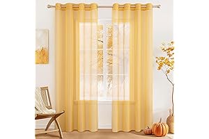 MIULEE 63 Inch Gold Sheer Curtains