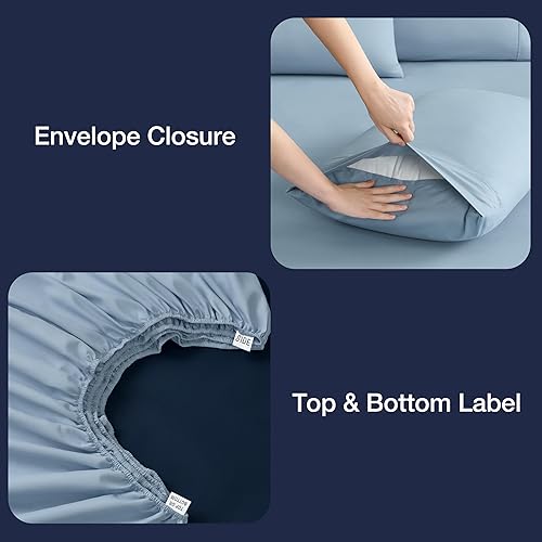 Miniatura 4 de 32658 Juego de sábanas y fundas de almohada de 6 piezas, tamaño King, sedosas, ultrasuaves, ecológicas, lavables a máquina, de secado rápido,