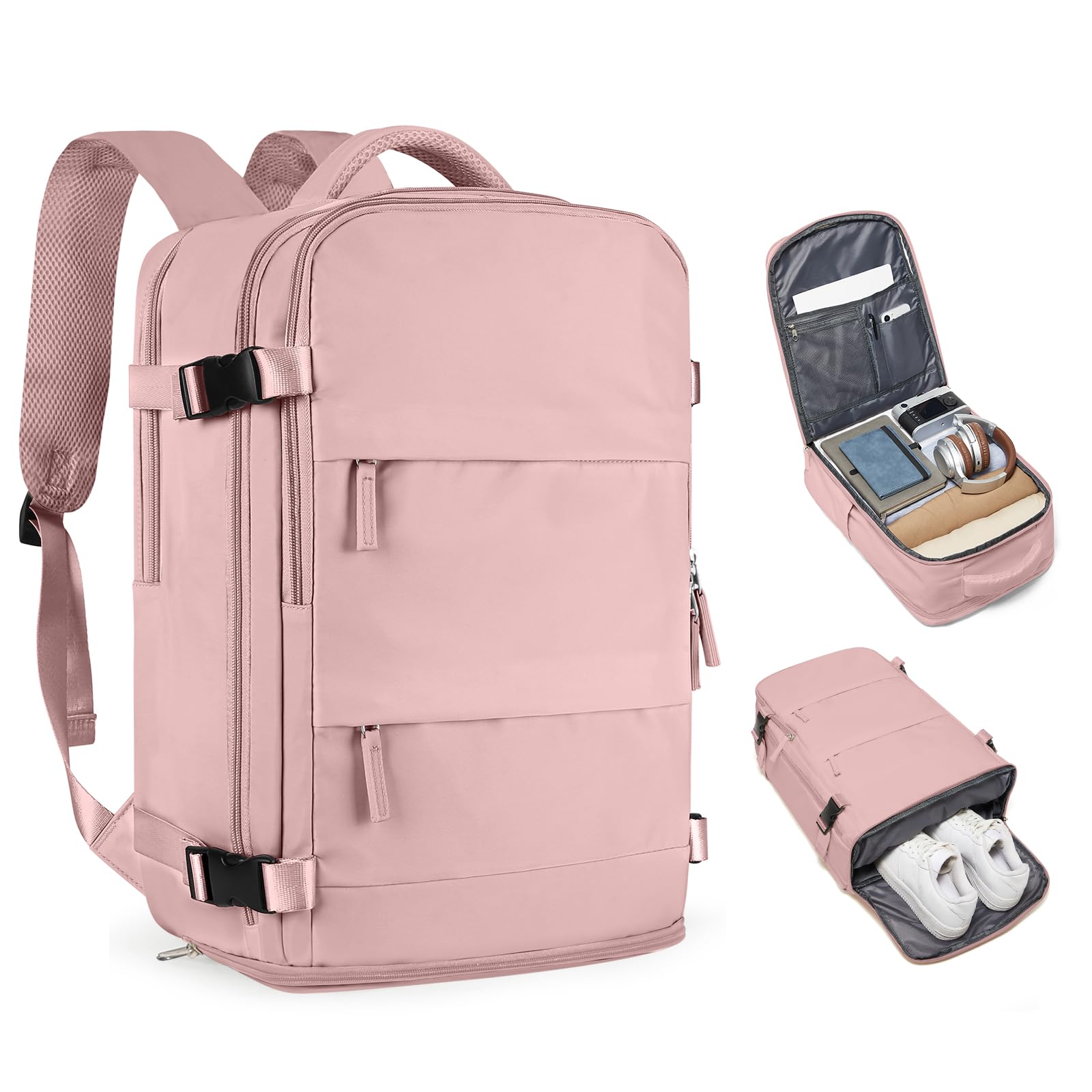 coofay Personal Item Travel Backpack for Women Airline Approved Carry on Backpack Flight Approved Waterproof Sports Luggage Backpack Casual Daypack Small Hiking Backpack Pink Backpack