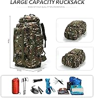 Vista 3 de 70L100L senderismo camping mochila MOLLE mochila impermeable Daypack para viajar, Camuflaje del bosque, Mochila de senderismo 100l