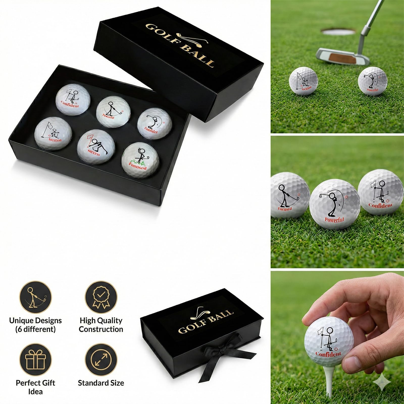 6er Pack lustige Golfbälle zum Geburtstag,Golfbälle Geschenke Set für Golfer,Kollegen,Vater und Golfbegeisterte