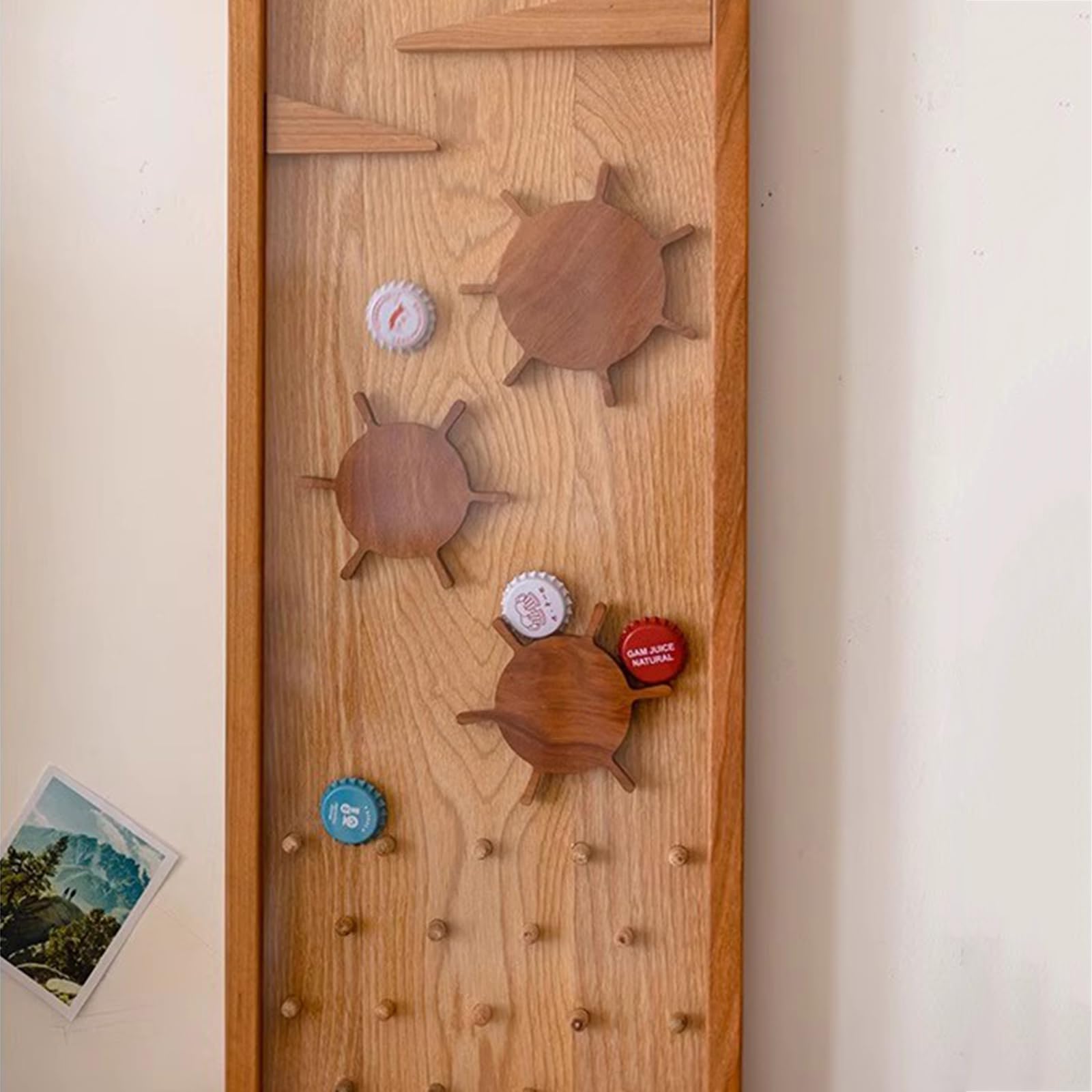 Apribottiglie con Raccogli-Tappi, Gioco Rustico in Legno per Raccogliere Tappi di Birra E Soda, Divertente Apribottiglie da Parete, Decorazione per Bar E Soggiorno