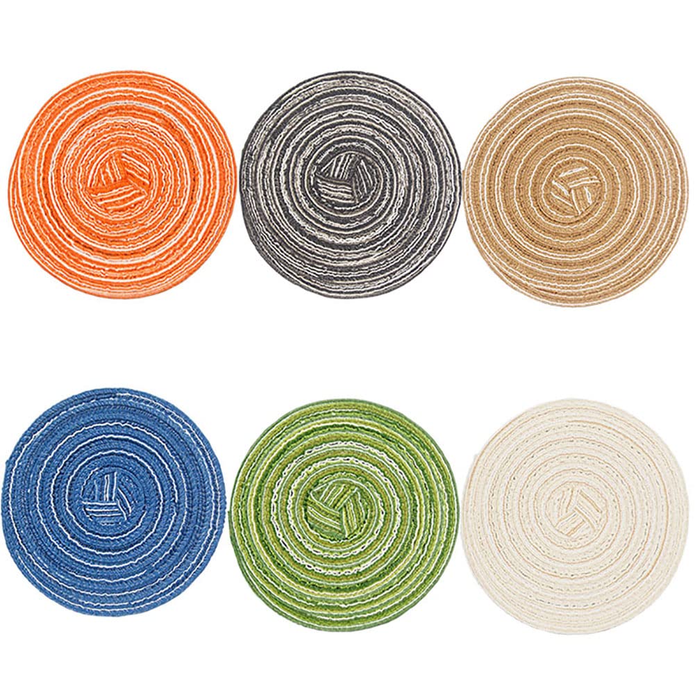 SCF2017 Set of 6 Round Woven Cotton Yarn Coasters for Drink Cup Mats 11cm Small Cute Placemats(Mixed Color)