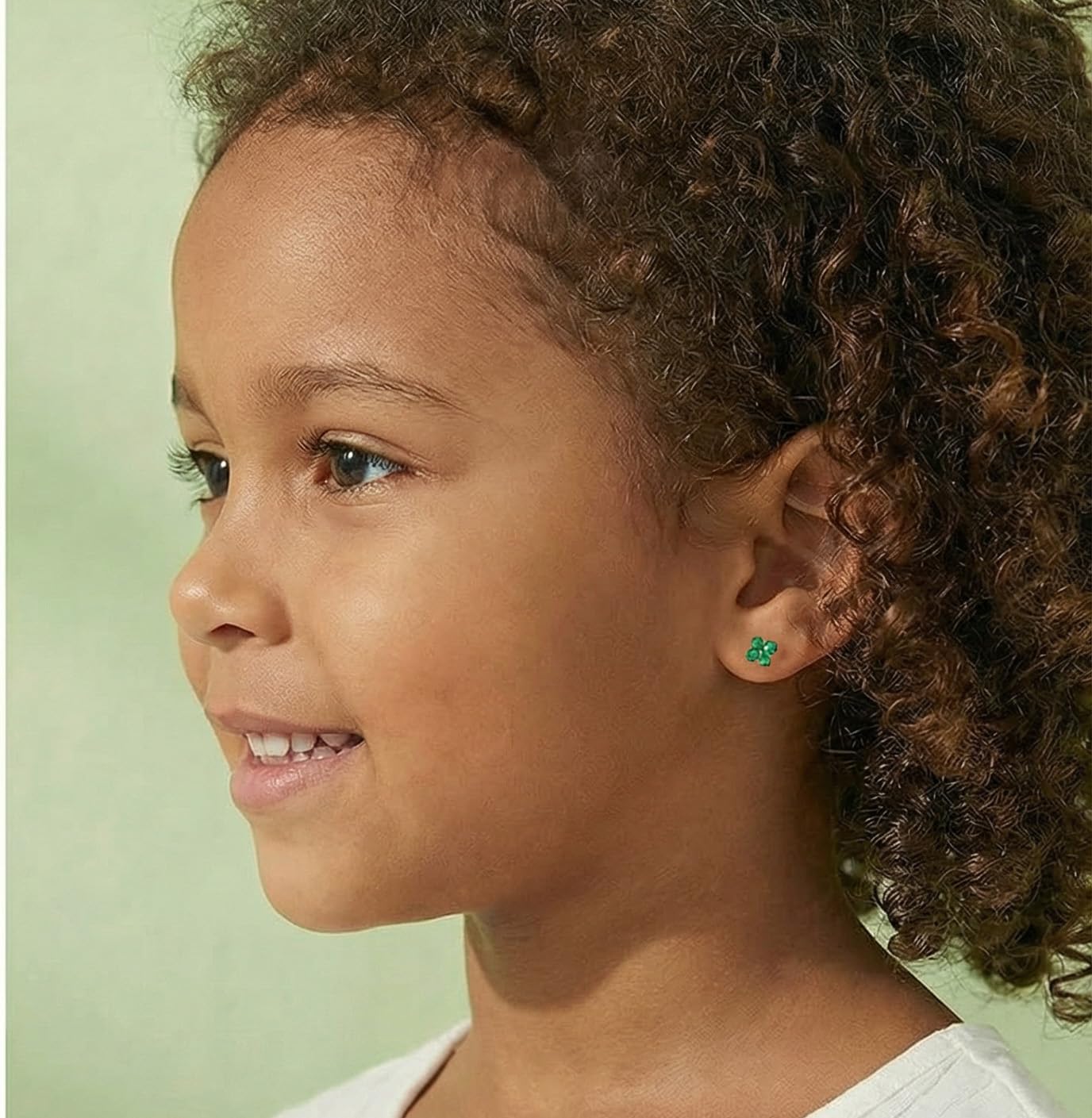 Reffeer Solid 925 Sterling Silver Green CZ Clover Flower Stud Earrings for Women Teen Girls Crystal Flower Earrings Studs for Spring - Image 3