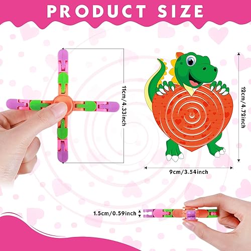 Miniatura 2 de Zhanmai Paquete de 36 juguetes giratorios para el día de San Valentín para niños, con tarjetas de felicitación de San Valentín, juguetes giratorios