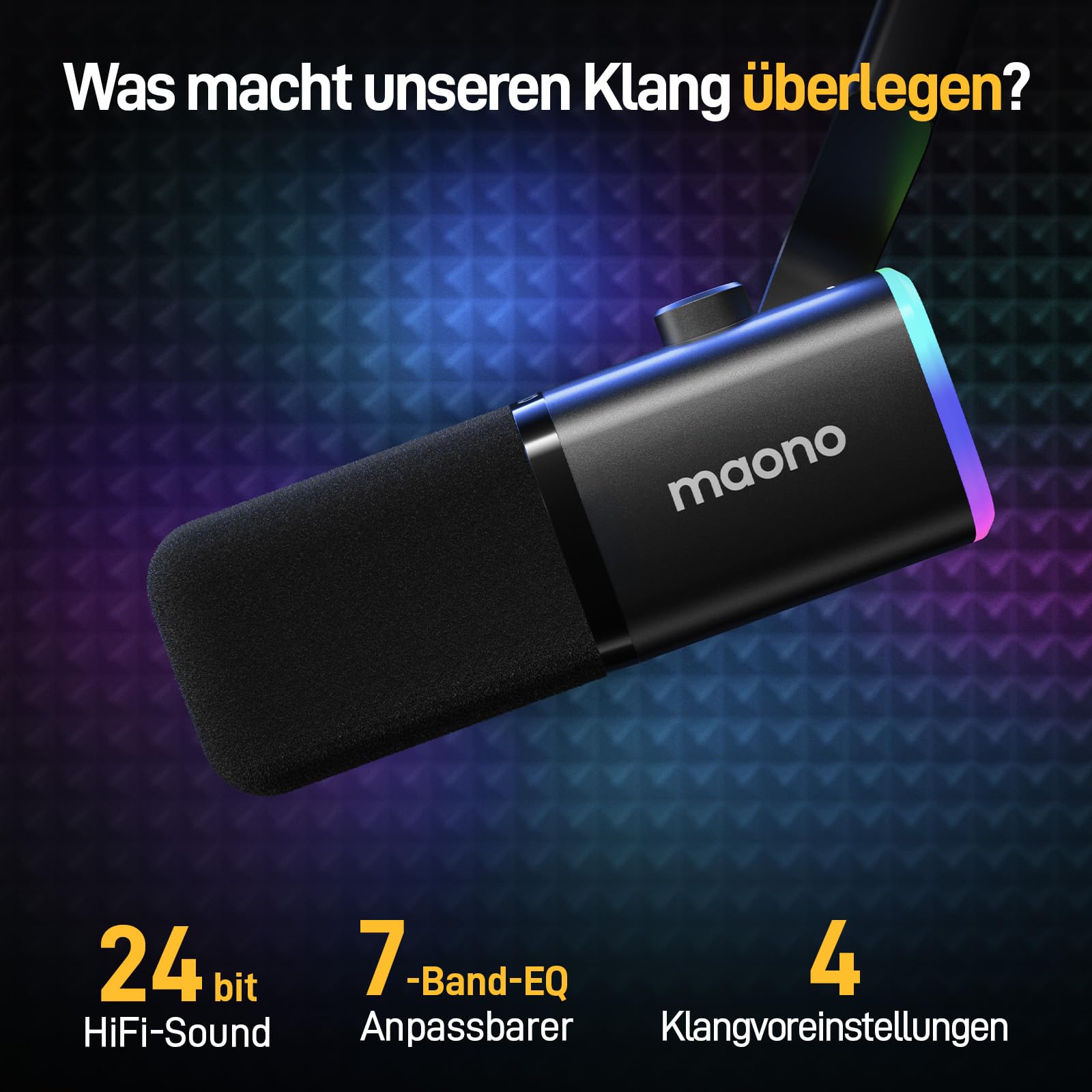 MAONO XLR-USB Streaming Mikrofon mit Arm: Dynamisches Mikrofon mit Software, Stummschalttaste, Gain-Regler, für Podcast, PC Gaming, Aufnahme, YouTube-Inhaltserstellung, Chat, PS4-5 Mac Mixer (PD100XS)