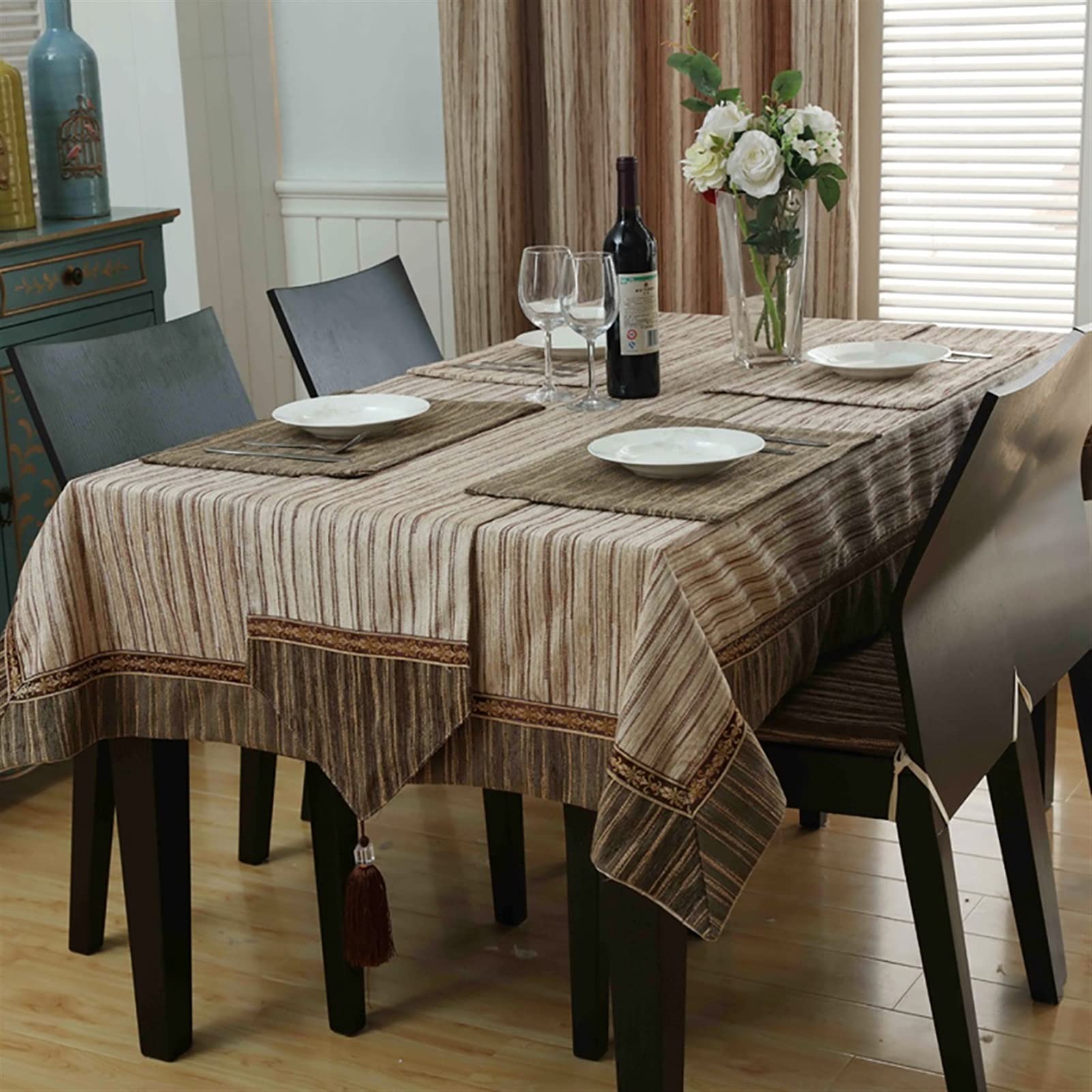 Elegante y Lujoso Tela a Prueba de espillas Mantel de Mesa para el hogar de la Mesa Ideal para la Mesa de Buffet, Fiestas, Cena de Vacaciones, Boda y más, 2 Colores