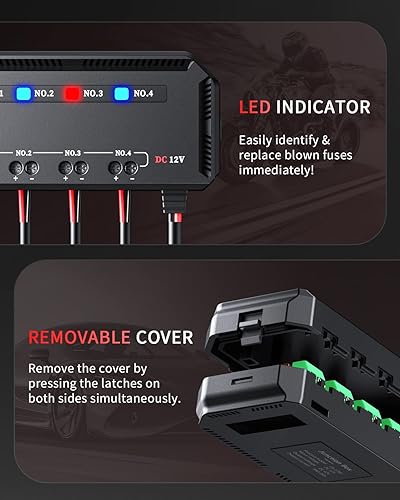 Miniatura 3 de ELECTOP Bloque de fusibles de 12 V, universal de 20 A, bloque de fusibles y relés para motocicleta, kit de caja de fusibles y relés con 4 circuitos