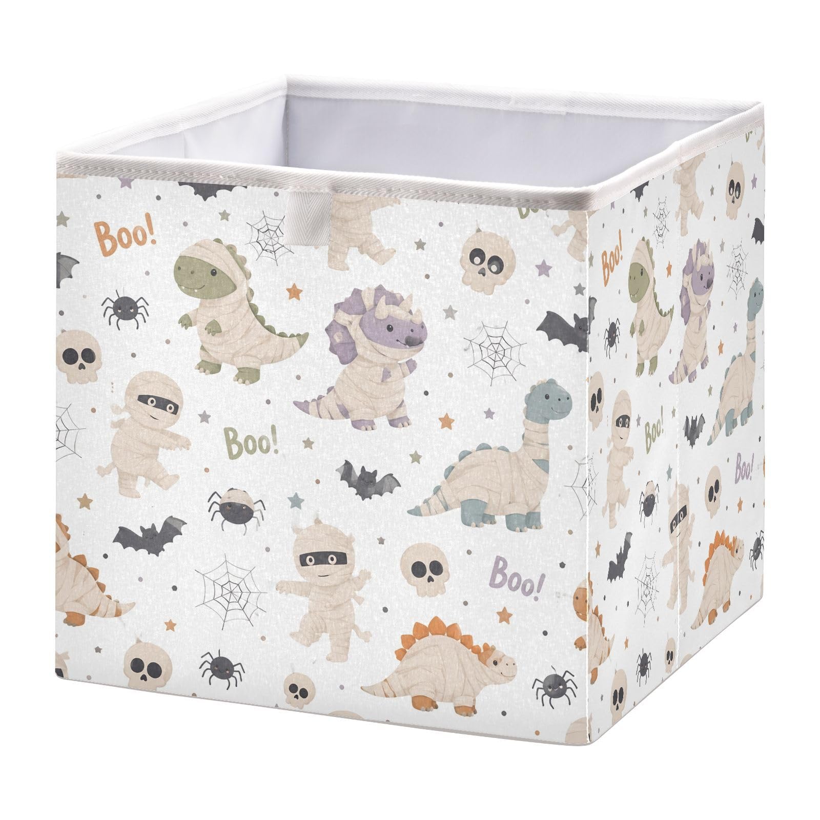 Ewusp Dinosaur Halloween Cube Storage Boxes 28x28 cm Foldable Closet Organiser Bin Holiday Basket Baby Basket for Nursery Bedroom Office