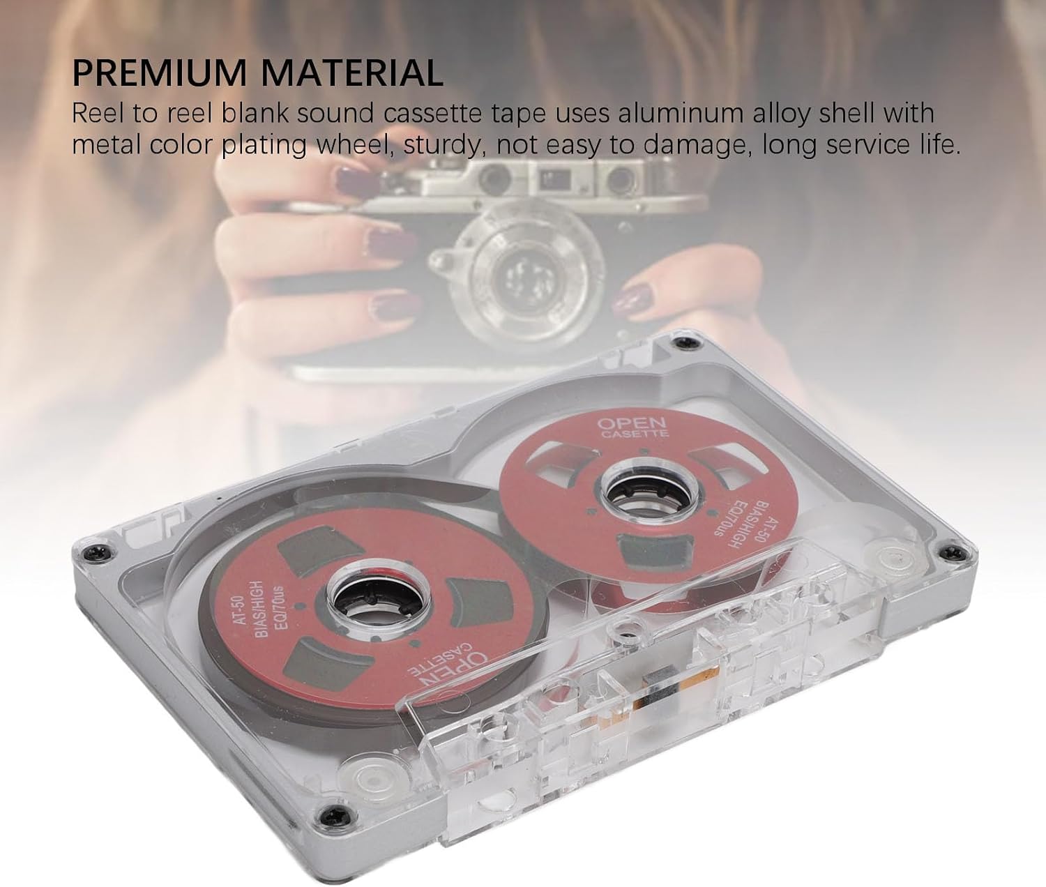 Reel Cassette Celete, 55 Minutes Normal in Metal Frame for Recording Music White (Red Plate Silver Frame)