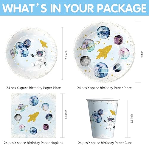 Miniatura 2 de Suministros de fiesta temática espacial para niños, decoración de fiesta de astronautas del espacio exterior galaxia, planeta y planeta para