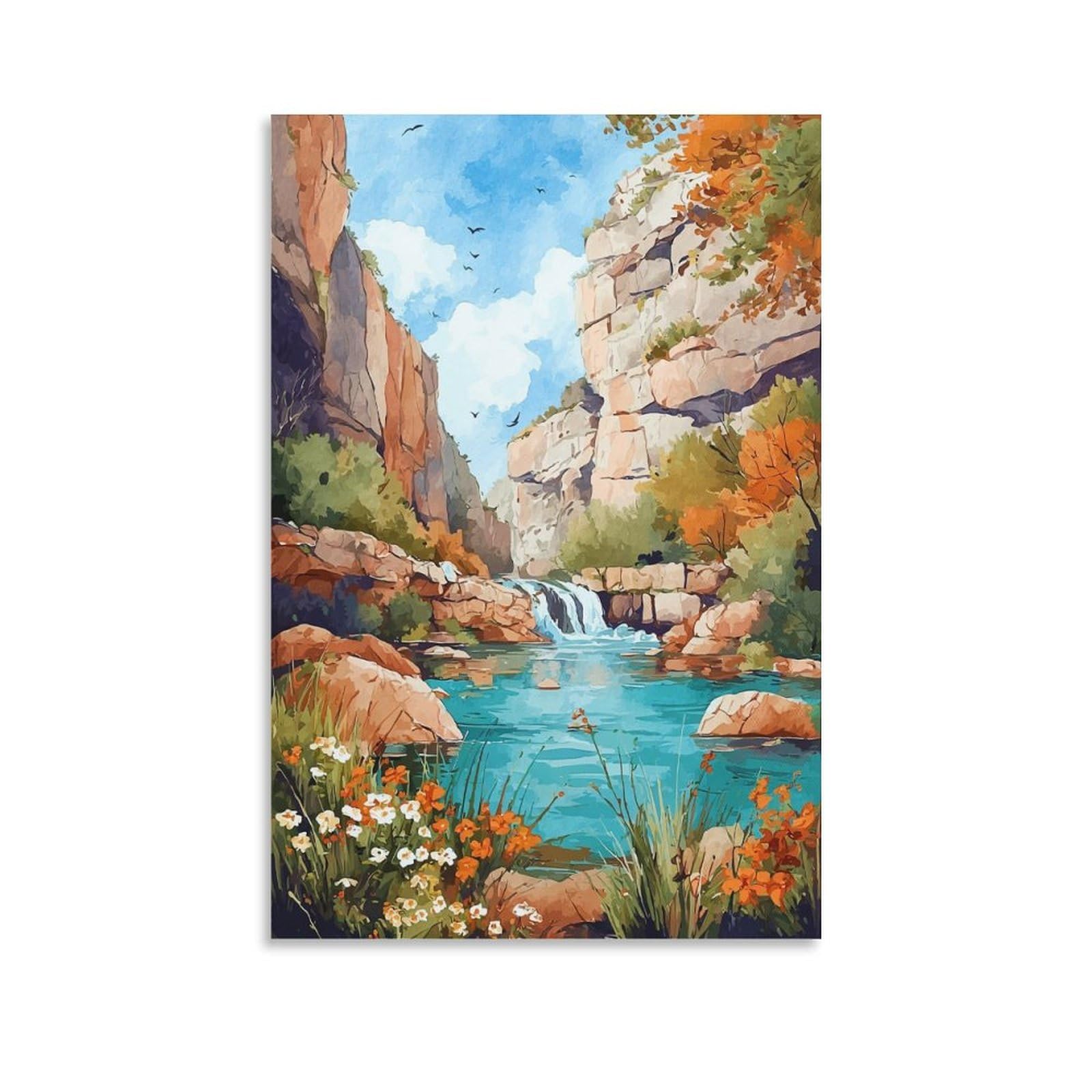 ZBBGGOZ Guadalupe River State Park Posters 24x36inch(60x90cm) Vintage Watercolor Canvas Art
