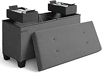 Vista 1 de Storage Ottoman Bench with Bins, 30-in Storage Bench for Bedroom End of Bed, Folding Foot Rest Ottoman for Living Room Max 660lbs, Fabric Ottomans