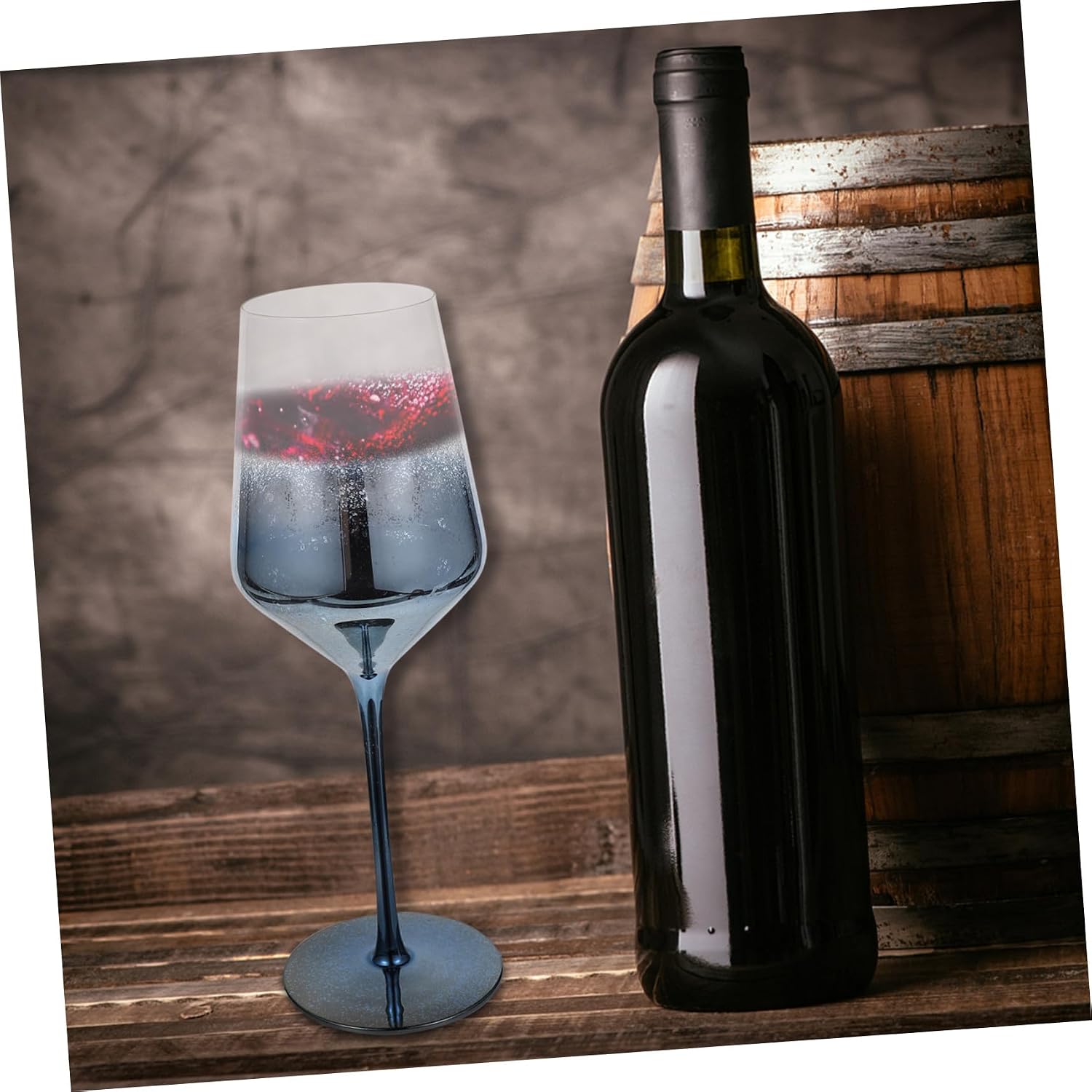 Crystal Red Wine Glass Goblet Blue 12oz Lead-free Glassware for Wedding Toasts and Anniversary Celebrations