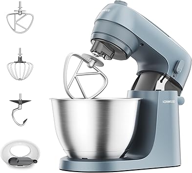 Kenwood Go Collection KZM35.000GY Planetaria con Design Salvaspazio, Impastatrice Compatta con Ciotola da 4L, 3 Strumenti di miscelazione, 6 Velocità, Alta solo 30cm, Maniglia, Potenza 800W, Storm Bl...
