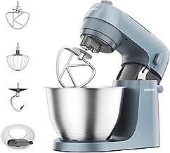 Kenwood Go Collection KZM35.000GY Planetary Mixer with Space-Saving Design, Compact Kneader with 4L Bowl, 3 Mixing Tools, 6 Speed, Only 30 cm High, Handle, 800W Power, Storm Blue
