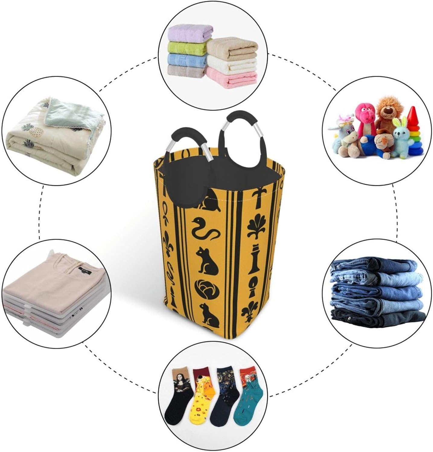 50l Laundry Basket Ancient Egyptian Pattern Waterproof Laundry Hamper Foldable Clothes Laundry Bag With Handles