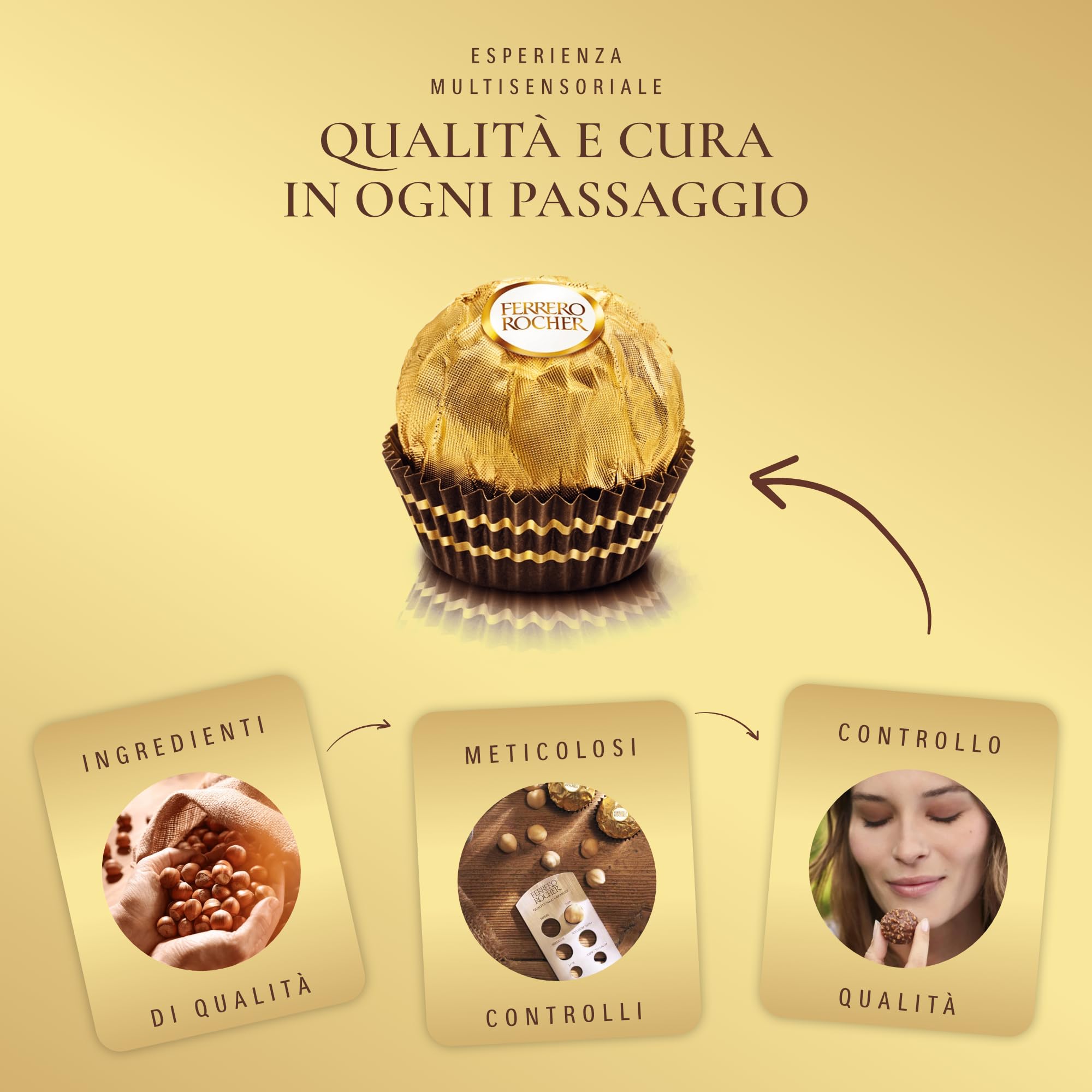 Ferrero Rocher - 42 Specialità al Cioccolato al Latte e Nocciola, Racchiuse in una Elegante Scatola Natalizia, Idea Regalo Natale, Compleanno e Anniversario, Confezione da 525 gr
