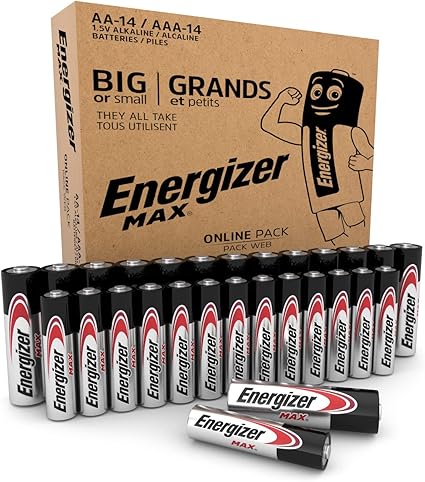 El paquete de 28 pilas Energizer MAX AA + AAA ofrece durabilidad y larga duración, ideales para dispositivos médicos, relojes, linternas y más. Protección contra fugas garantizada.