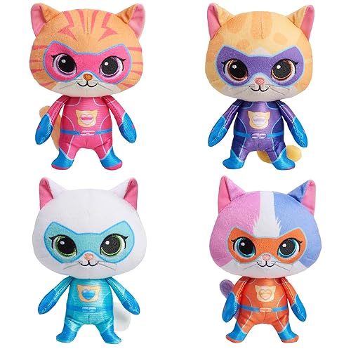 YXCTZKVX Super Cat Plush Toy – Set of 4 Soft Stuffed Animals – Sparks, Buddy, Ginny, Bitsy – Adorable Kitties Gift Set for Children(8Inch)
