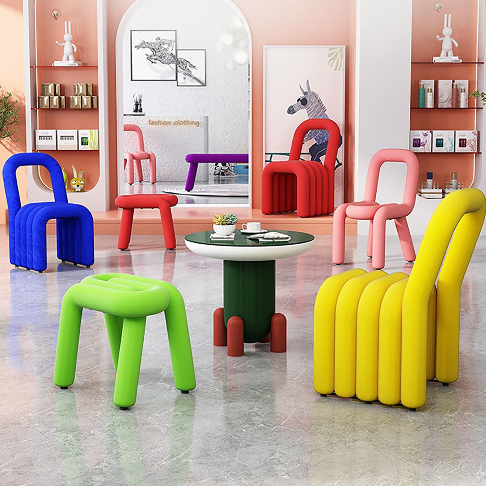 Chaise Coiffeuse en Forme, Chaise de Coiffeuse Géométrique Moderne, Fauteuil Coiffeuse Créative, pour Salle de Maquillage ou Salon, Chambre à Coucher (Color : A-1)